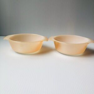 Anchor Hocking Fire King Vintage Peach Luster Small Casserole Dish Set Grandma